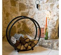 DanDiBo Support Bois de cheminée Corbeille Bois Rond D-70cm Noir 21214 Etagère Bois de cheminée Porte Bois de Chauffage Etagère en Bois Etagère pour Bois