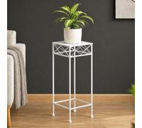 DanDiBo Support de fleurs carré en métal blanc 96314 M 60 cm Support pour plantes Tabouret à fleurs Table d'appoint Colonne de fleurs Tabouret moderne pour plantes (60 cm)
