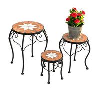 DanDiBo Tabouret Porte-Fleurs Merano Mosaïque 3er Set 12014 Porte Fleurs 20, 27, 37 cm Tabouret Rond