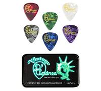 D'Andrea Designer Thin Pack de 12 Médiators pour Guitare Noir