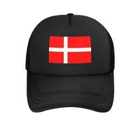 Danemark Casquette de baseball réglable en maille Motif drapeau du Danemark Noir, Noir/blanc, taille unique