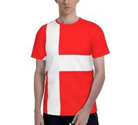 Danemark Drapeau danois T-shirt à manches courtes et col rond avec poche pour homme Haut athlétique T-shirts premium, Noir , M
