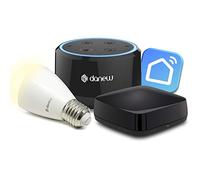 Danew Enceinte Amazon Alexa : Pack Comprenant Une Enceinte Amazon Alexa + Une Ampoule connectée + Une télécommande Universelle Infrarouge Marque française