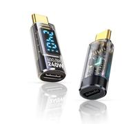 Danfetsoy Lot de 2 adaptateurs d'extension USB C, 240 W, testeur de puissance avec affichage LED de tension, courant de tension, connecteur mâle vers femelle de type C 40 Gbit/s pour iPhone 15/16