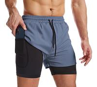 Danfiki Short de Sport 2 en 1 Respirant pour Homme avec Poches Sport Séchage Rapide Leggings de Sport avec Poche Base Layer Stretch