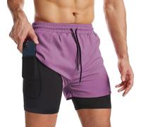 Danfiki Short de Sport 2 en 1 Respirant pour Homme avec Poches Sport Séchage Rapide Leggings de Sport avec Poche Base Layer Stretch