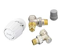Danfoss 013G5217 Pack tête thermostatique Technologie gaz pour la rénovation RA2990 + Corps RA-FN 1/2" équerre + coude RLV-S 15, Blanc