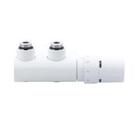 Danfoss VHX D Design jeu de raccordement inférieur 2 points avec élément de réglage RA X entraxe 50 mm 1/2 bu bi coudé blanc 013G4281