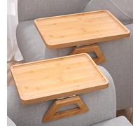 Danfoxer Lot de 2 plateaux en bambou pour accoudoir de canapé (naturel)