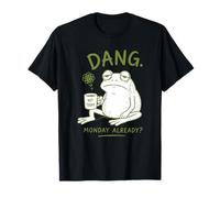 Dang Monday Already Frog with Coffee Humour Frog Graphic T-Shirt