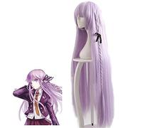 Dangan Ronpa Kyouko Kirigiri perruque de Cosplay violet avec queue de cheval tresse à tricoter 100cm longue perruque de Costume de fête de cheveux synthétiques droite