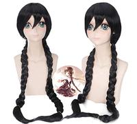 Danganronpa Touko Fukawa perruque 100 cm longue droite noire tresse résistant à la chaleur cheveux synthétiques Anime fête universel Cosplay perruques