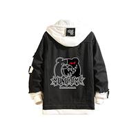 Danganronpa Veste en Jean Monokuma Cosplay Denim Sweat à Capuche Anime Déchiré Jeans Manteau Costume pour Hommes Femmes