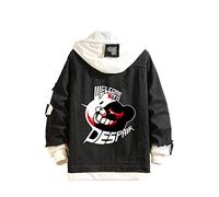 Danganronpa Veste en Jean Monokuma Cosplay Denim Sweat à Capuche Anime Déchiré Jeans Manteau Costume pour Hommes Femmes