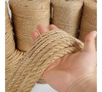 DANGAO 1mm ~ 60mm Corde de Jute Naturelle 3 brins Cordon de Chanvre décoratif macramé chaîne Bricolage Panier Artisanat Chat Animal de Compagnie gratter fête décoration