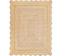 DANGAYACH ART Tapis décoratif en jute festonnée avec bordure jaune - Tapis tressé naturel fabriqué à la main pour salon, chambre à coucher, entrée - Décoration d'intérieur bohème - 6,1 x 1,5 m