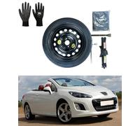 D'ANGELO 1988 Kit de roue d'escorte 16"" compatible avec Peugeot 308 CC (2007-2012) avec Cric, Clé, Gants et Sac 125/80r16