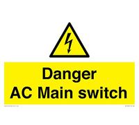 Danger AC Panneau interrupteur principal - 300 x 200 mm - A4L