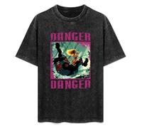 Danger Danger Screw It! Summer Casual Tee Short Sleeve Crew Neck Cotton Tops Unisex Washed Vintage T-Shirt Black L
