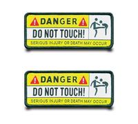 Danger Do Not Touch Lot de 2 écussons brodés drôles avec drapeau militaire en nylon pour chapeau, sac à dos, veste, sac, gilet, harnais pour chien, jeans