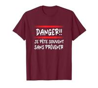 Danger Je Pète Souvent sans Prévenir Message Humoristique T-Shirt, Homme, Marron, XL