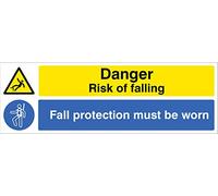 Danger Risk of falling Fall Protection must be Wear Plaque autocollante en vinyle