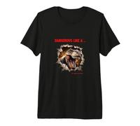 Dangerous Like a Raptor Dangereux comme Un Dinosaure T-Rex T-Shirt Haut de Gamme