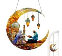 Dangle Moon Castle Decoration, Flat Reading Scene Moon Castle Front Door Sign - Visualisation Pratique 20 cm/7,8 Pouces Dangle Ornaments, Parties Favor Supplies for Front Porch Garden Art