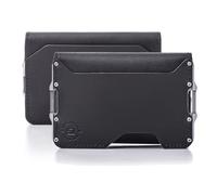 Dango D03 Dapper Portefeuille EDC à Deux Volets - Fabriqué aux États-Unis - Cuir véritable, Fin, Minimaliste, métal, Blocage RFID, Noir de Jais/Argent satiné, Portefeuille Fin pour Homme