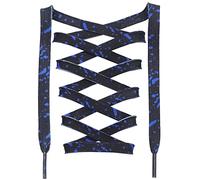DANHUA Lot de 2 paires de lacets plats colorés pour baskets Motif imprimé artistique, 07 Noir Bleu, 71Inch (180CM)
