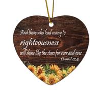 Daniel 12:3 And Those Who Lead Many to Righteousness Will Shine Like The Stars Forever And Ever Heart Décoration de Noël en céramique pour sapin de Noël Hiver Nouvel An Vacances Cadeau souvenir pour