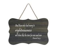 Daniel 12:3 Panneau en bois avec inscription « And Those Who Lead Many to Righteousness Will Shine Like The Stars Forever And Ever » - 15,2 x 25,4 cm - Décoration murale en bois pour porte d'entrée