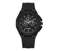 Daniel Gorman Montre à quartz pour homme - Étanche jusqu'à 5 ATM - Chronographe - Bracelet en silicone - Date automatique - Phase de lune, noir, Moderne