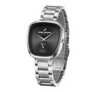Daniel Hechter Madeleine Collection Montre Femme Luxe Cadran Ovale Brillant avec UnderSeconde Bracelet Acier Inoxydable, Noir , Robe