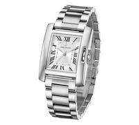Daniel Hechter Paris Opera Collection Montre pour femme Cadran carré avec index romains Bracelet en acier inoxydable DHW2004, Argenté, Classique