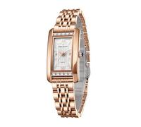 Daniel Hechter Paris Solferino Collection Montre analogique élégante pour femme avec cadran rectangulaire, accents romains et bracelet en acier inoxydable, blanc, Luxe :
