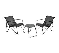 DANIEL JAMES Ensemble de meubles de jardin 3 pièces pour terrasse, balcon et véranda - Ensemble de conversation intérieur et extérieur avec 2 chaises et table - Noir