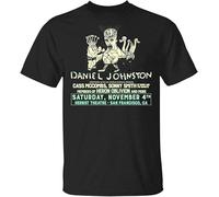 Daniel Johnston at The Herbst Theater T-Shirt Men Black Vintage Black Cotton Tee Manches Courtes(3X-Large)