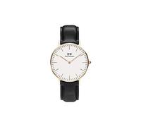 Daniel Wellington - 0508DW - Sheffield - Montre Mixte - Quartz Analogique - Cadran Rose Or- Bracelet Cuir Noir