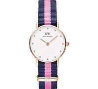 Daniel Wellington - 0906DW - Classy Winchester - Montre Femme - Quartz Analogique - Cadran Blanc - Bracelet Nylon Bleu / Rose