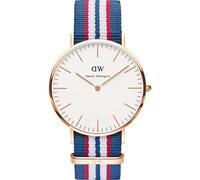 Daniel Wellington Classic Canterbury Bleu Blanc Tissu Sangle Homme Montre 0113DW