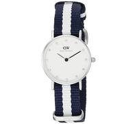 Daniel Wellington Classic Glasgow Bleu Blanc Bracelet Tissu 26mm Montre Femmes