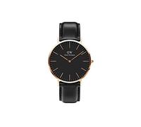 Daniel Wellington Classic Sheffield, Montre Noir/Or Rose, 40mm, Cuir, pour Hommes