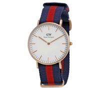 Daniel Wellington Classique Oxford Bleu Rouge Bracelet Tissu 36mm Montre Femmes