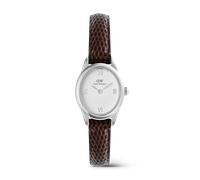 Daniel Wellington DW Montre 22x25.5mm Ophelia Mini Dark Brown Lizard White Guilloché Silver