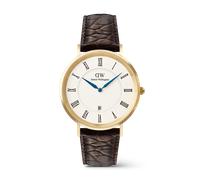 Daniel Wellington DW Montre 40mm Classic Roman Numerals Date Dark Brown Croc Belly Gold