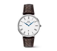 Daniel Wellington DW Montre 40mm Classic Roman Numerals Date Dark Brown Croc Belly Silver