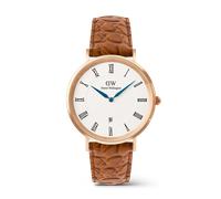 Daniel Wellington DW Montre 40mm Classic Roman Numerals Date Light Brown Croc Belly Rose Gold