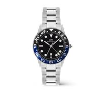 Daniel Wellington DW Montre 40mm Iconic GMT Link Black Blue Ceramic Bezel Silver