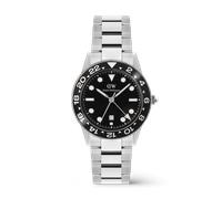 Daniel Wellington DW Montre 40mm Iconic GMT Link Black Ceramic Bezel Silver